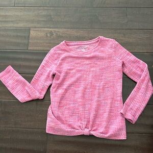 Girls long sleeve knit waffle longsleeve hot pink tee